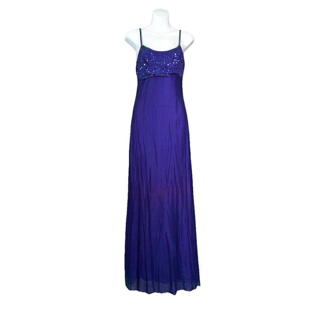 Vtg Whimsigoth Fairy Maxi Prom Dress Gown 5/6 Purple Iridescent Ombre Morgan Co